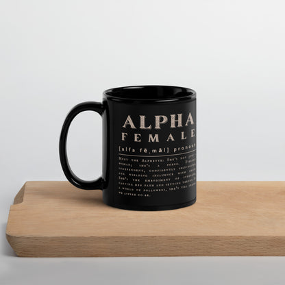 'Alpha Female' | Black Glossy Mug