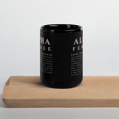 'Alpha Female' | Black Glossy Mug