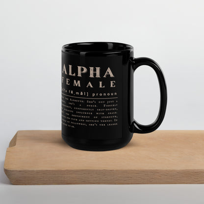 'Alpha Female' | Black Glossy Mug