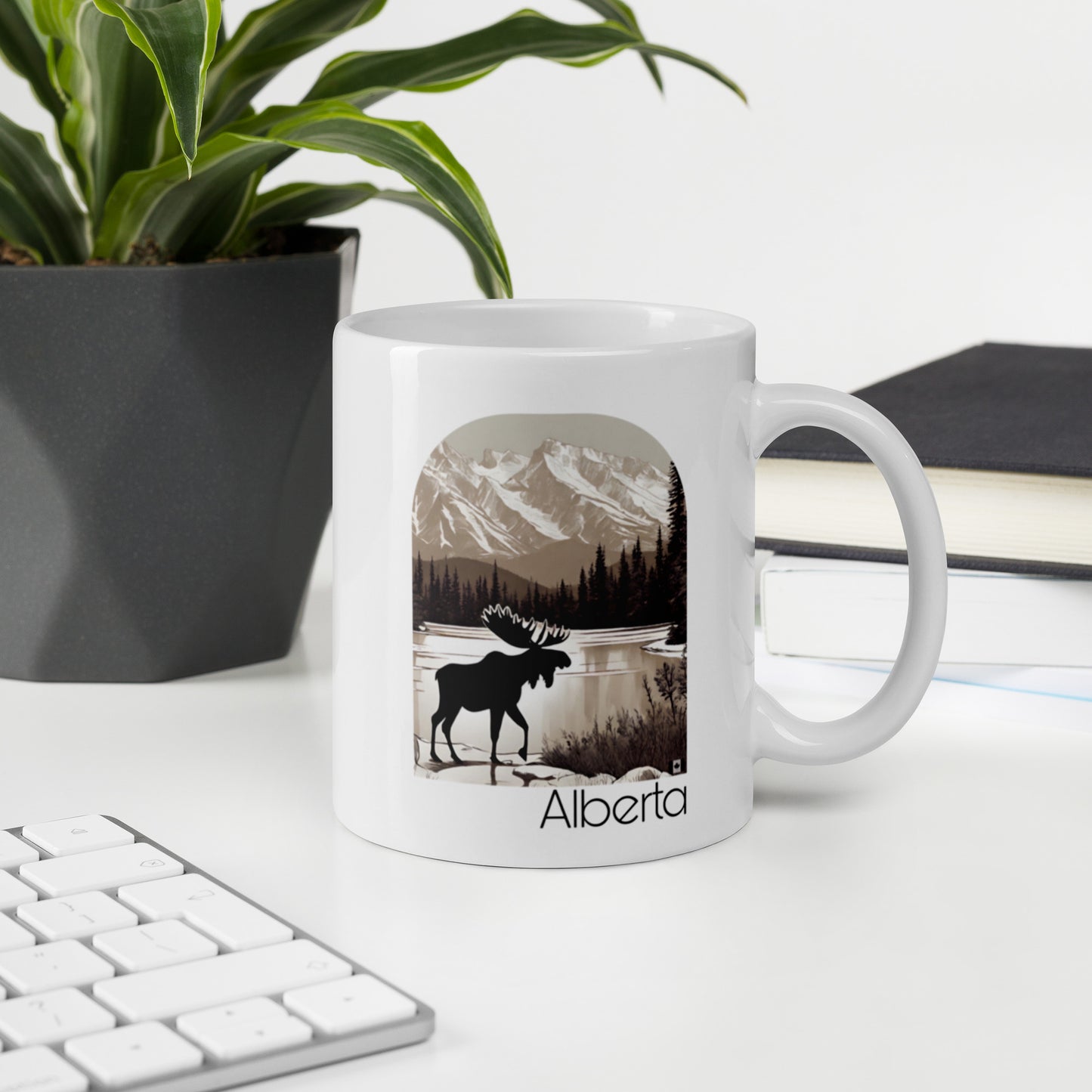 Rocky Ridge Alberta Moose | 'True North' | White Glossy Mug