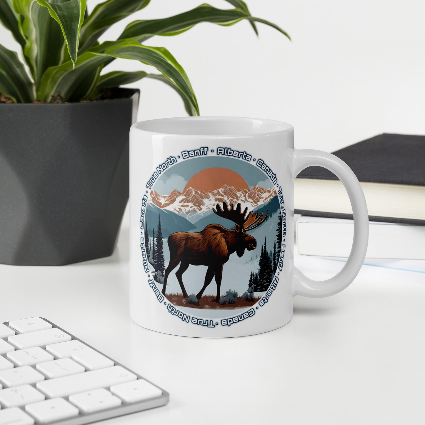 Majestic Moose Mountain Dawn | 'True North' | White Glossy Mug