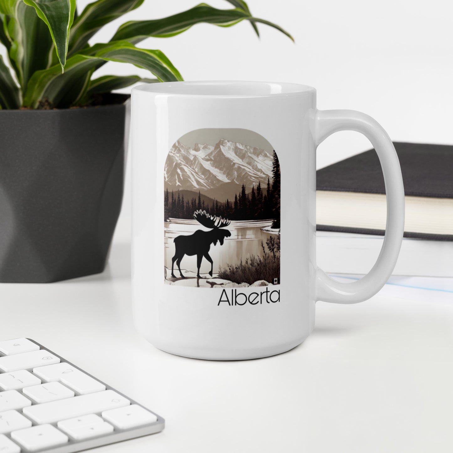 Rocky Ridge Alberta Moose | 'True North' | White Glossy Mug