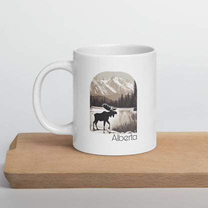 Rocky Ridge Alberta Moose | 'True North' | White Glossy Mug