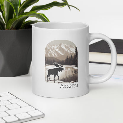 Rocky Ridge Alberta Moose | 'True North' | White Glossy Mug